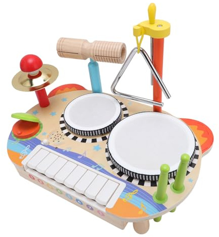 Oreilet Ensemble Batterie pour Tout-Petits, Support Musique, Instrument Percussion avec Piano Batterie, Jouets éducatifs Musicaux d'apprentissage Précoce pour Enfants 1 à 3 Ans