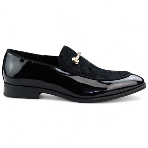 Infinity Leather Dolcetto Herren-Slipper, elegant schwarz, Lederfutter, Samtfutter