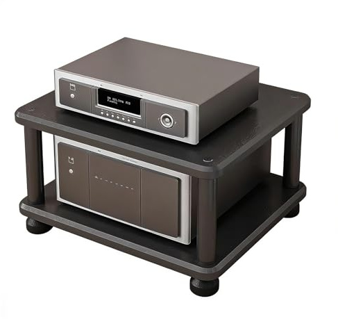 SZKTHD HiFi-Rack AV-Regal 2-4-stufiges AV-Medienregal Videokomponentenschrank Audio-Rack-Turm Für DVD-Player Spielekonsole TV-Box WLAN-Router(Schwarz,60 * 35 * 22cm(2Tier))