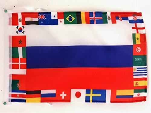 AZ FLAG S_2547 Bandiera della Russia, Coppa del Mondo 2018, 32 Squadre con Cordoncini, 45 x 30 Cm