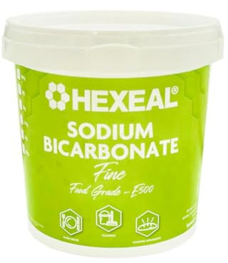 Hexeal Sodium Bicarbonate 1kg – 1kg Bucket of Food Grade Baking Soda for Cooking, Baking, Home Cleaning & Bath Bombs – Fine Powder, Deodorises & Removes Grime – FCC E500