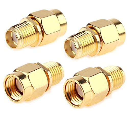 TengKo SMA Buchse auf RP SMA Stecker Jack Adapter SMA Stecker auf SMA Buchse Koaxial Coax Adapter für WiFi Antenne Repeater Funksignal Verlängerungskabel (4 Pack)