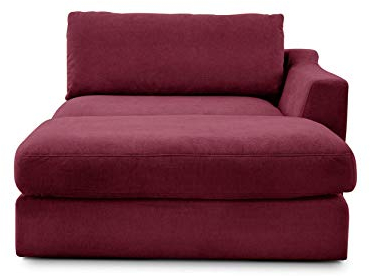 CAVADORE Sofa-Modul Fiona Longchair mit Armteil rechts / XXL-Recamiere passend zur Couchgarnitur Fiona / 139 x 90 x 199 /Webstoff burgunder-rot