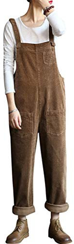 Bigassets Donna Cotone Tute Velluto a Coste Playsuit Pantaloni Salopette con tasche Khaki