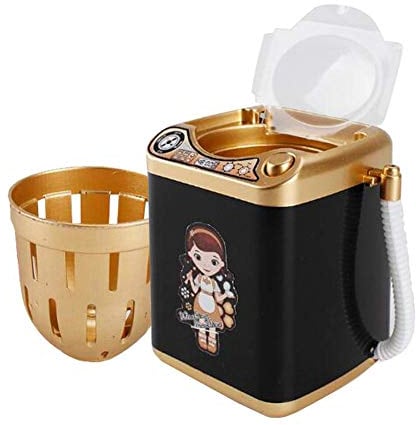 KOSTOO Electric Makeup Brush Cleaner Spinner Machine - Electronic Mini Washing Machine Shape Automatic Makeup Brush Cleaner Dries Deep Cleaning Mini Toy (Gold)