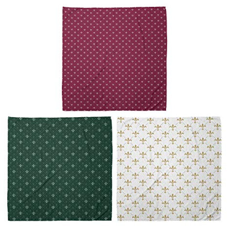 ABAKUHAUS Unisex Bandana, Edler Mittelalterliches Muster Barock Vintage Style Lilien, 3er Pack, Mehrfarbig