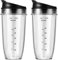 Paquete de 2 vasos de licuadora Ninja de 24 onzas con tapa de sorbo y sellado, piezas de repuesto compatibles con licuadoras Nutri Ninja Auto IQ Series BL450 BL454 BL456 BL480 BL481 BL482 BL490 BL640