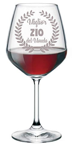 Calice da Vino incisione zio migliore del mondo - calice in vetro 500 ml