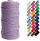 Binwat 3mm x 100m Natural Cotton Cord Yarn Macrame Rope Cord for Wall Hangings, Plant Hangers, DIY Crafts, Home Decorations, Gift Wrapping (Light Purple)