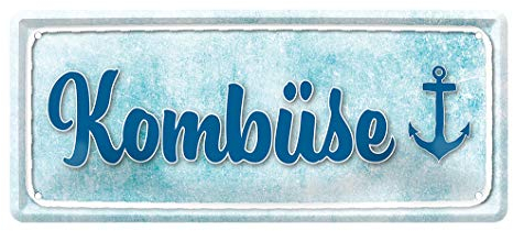 Blechschild Kombüse - Metallschild Maritime Boot Yacht Deko - Retro Anker Wand Schild - Geschenk Einzug - Maritim Dekoration Küche Fisch Restaurant Imbiss - Hygge - 28x12cm