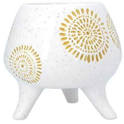 Gisela Graham Sunburst Ceramic Footed Plant Pot/pot cover from Yellow