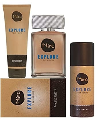 Miro EXPLORE Deodorant Spray 24 h Schutz ohne Aluminium 150 ml + Bath & Shower Gel 250 ml + MIRO CABAL Deodorant Spray 150 ml 24 h Schutz ohne Aluminium + Perfumed Bath & Shower Gel 250 ml