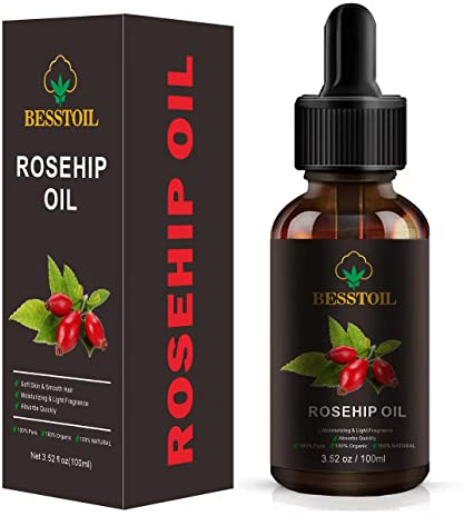 Olio di semi di rosa canina biologico per il viso, olio per il viso idratante anti-età per pelle, capelli e unghie al 100% puro naturale non raffinato non OGM