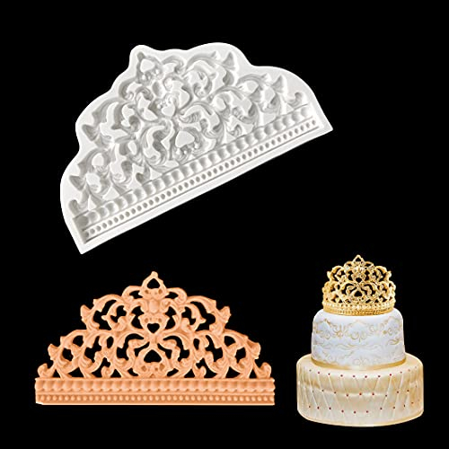 Rolin Roly Moule Silicone Couronne Fondant Baroque Couronne Silicone Moule Argile Chocolat Gumpaste Moules Bonbons Décoration Outil Moule à Gâteau Mini Pour Bijoux de Mariage Jelly Savon Pain
