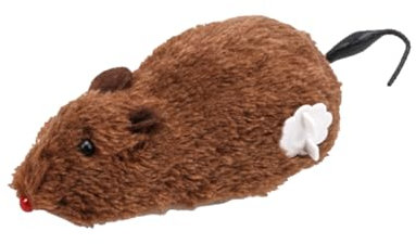 Happyyami 1pc Halloween Wind- up Toys Funny Plush Mouse Prank Props Decorations Interactive Pet Cat Toys Gifts Clockwork Toys for Kids Ornaments (Random Color)