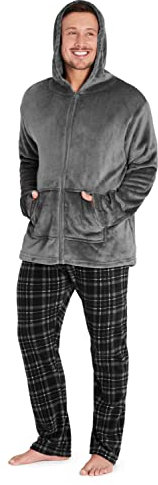 CityComfort Mens Pyjamas, Fleece Mens Pjs, Slim Fit Warm Pyjamas For Men (M, Charcoal)