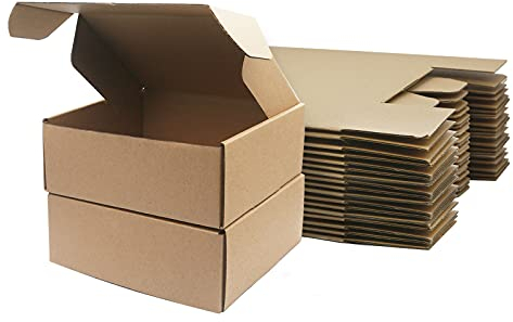 Klein Versandkartons für Postversand, 208x130x68mm Versandtaschen Warensendung, Braune Verpackungskartons für Geschäft, Aufbewahrung oder Geschenkbox, aus Wellpappe(24 Stück)