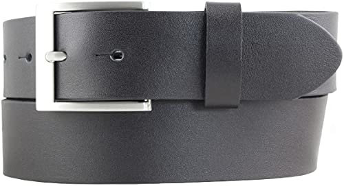 Hochwertiger Überlängen-Gürtel aus Vollrindleder 4 cm | 120-180 cm Ledergürtel für Herren 40mm | Herren-Gürtel in Übergrößen | Schwarz 130cm