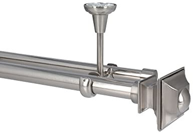 Sento Gardinenstange Vorhangstange 25/19mm 2-läufig Deckenmontage Edelstahl Optik 200 cm BAROCCO