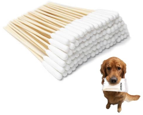 MZQSIY 100 Stück Haustier-Ohrenreiniger, Bambus-Wattestäbchen, 15.5 cm, verbesserter langer Stock, Wachsentferner, juckende Ohren, Reinigungstupfer zur Reinigung von Tieren, Infektionen, 100 Stück