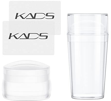 KADS Nagelstempel mit französischer Spitze, Nagelkunst-Stempel-Set, klare Silikon-Nägel, Stempel, lange und kurze Gelee-Stempel mit 2 Schabern, 4 Stück
