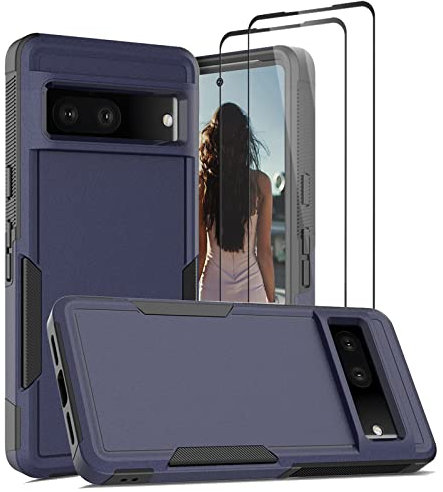 Jeylly per custodia Google Pixel 7 5G, custodia protettiva antiurto a doppio strato, funziona con ricarica wireless, custodia robusta a prova di caduta per Google Pixel 7 (2022), blu navy