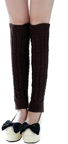 VUCDXOP Damen Langer Beinwärmer Frauen Mädchen Winter Crochet Stricken Stulpen Beinstulpen Beinwärmer Kniestrümpfe Legwarmers Strümpfe Overknees, in Einheitsgröße, Kaffee
