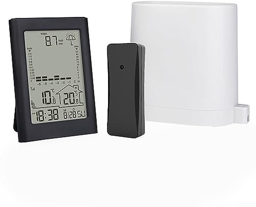 Pluviómetro, Detección de lluvia en tiempo real Pluviómetro inteligente Temperatura digital Humedad Clima Pantallas de medición precisas para exteriores
