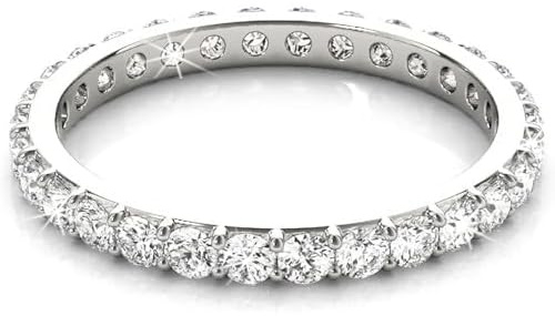 0,25 Karat halber Etenrity Ring, Kanalfassung, runder Diamant, Ewigkeitsring, 9 Karat Weißgold, Größe L
