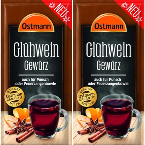 Ostmann Gewürze – Glühwein-Gewürz, Gewürzmischung für Glühwein, Punsch, Feuerzangenbowle & Kinderpunsch, ideal für die Winter- und Weihnachtszeit, vegan, 12 g (2er Pack)