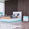 Bed Frame, 3FT Ottoman Bed with LED Light, Gas Lift Bed Bed Frame with Storage, Faux Leather Single Bed for Bedroom Living Room Home Furniture, White