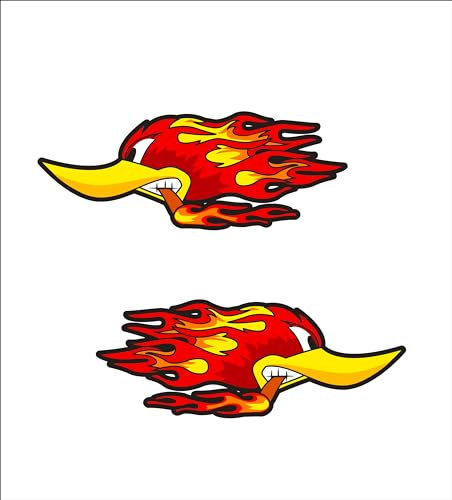 2 adesivi adesivi in vinile, laminati uccelli in fiamme per moto, auto, camion, casco, skateboard.