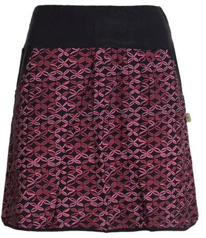 Vishes - Alternative Bekleidung - Kurzer Damen Baumwoll-Rock 70er 80er Jahre Muster Karos Taschen schwarz-dunkelrot 36