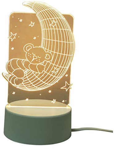 OSALADI Nachttischlampe 3d Mondbär Usb Wiederaufladbares Nachtlicht Moderne Tischlampe für Wohnzimmer Schlafzimmer