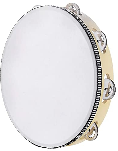 MULOUTSPO Tamburin 10 Handtrommel Glocke Birke Tamburin Metall Tamburin Jingles Percussion Geschenk Musikpädagogisches Instrument für Erwachsene