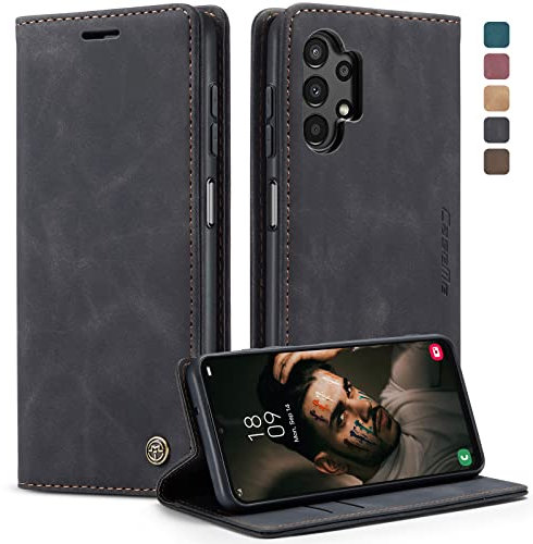 Cracedily Handyhülle für Samsung Galaxy A13 4G/5G Hülle, Klapphülle Premium Lederhülle Klappbar Flip Case Tasche Magnet Kartenfach Standfunktion Klapphülle Schutzhülle für Samsung Galaxy A04s, Schwarz