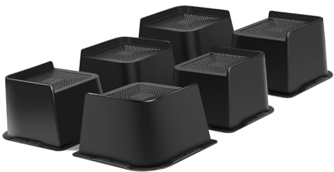 MYMULIKE Betterhöhung, strapazierfähig, übergroße Möbelerhöhungen, unterstützt bis zu 2721 kg, Hubhöhe 5,1 cm, für Couch, Sofa, Tisch, Stuhl (schwarz, 6 Stück, 5,1 cm)