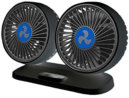 KACEPAR Ventilador de aire portátil para coche, circulador de aire de refrigeración eléctrico, ventilador de coche de doble cabeza, para Se/d*an/SUV/RV/bote/camión/vehículos automáticos