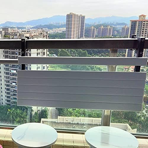 Klappbarer Hängetisch, Balkon-Stehtisch für Geländer, 80 x 26 cm, Balkongeländer-Beistelltisch für den Außenbereich, Terrassengarten, Metallrahmen, Blumenständer, Pflanzenregal, Bartisch für