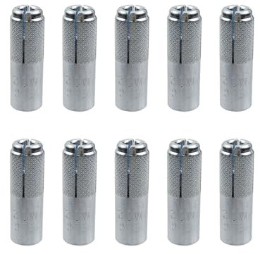 Sscon 10 Pcs 1/2 Inch Premium Zinc Plated Carbon Steel Concrete Knurled Drop in Anchors, Secure Mounting for Home and Applications