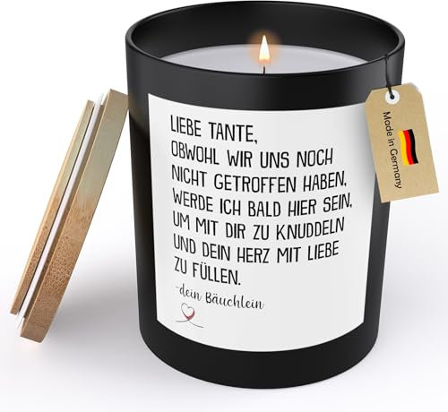 22Feels Spruchkerze Du Wirst Tante Schwangerschaft Geschenk Frauen Werdende To Be Sojawachs Kerze im Glas Handgemacht Duft Deko Nachhaltig - ZITRUS