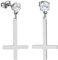 JewelryWe Petruskreuz Ohrringe für Herren Damen: Silber Edelstahl Zirkonia Satanische Ohrstecker mit Baumelnde Umgekehrt Upside Down Kreuz Unisex Ohrhänger Ohr Piercing Religiöses Schmuck