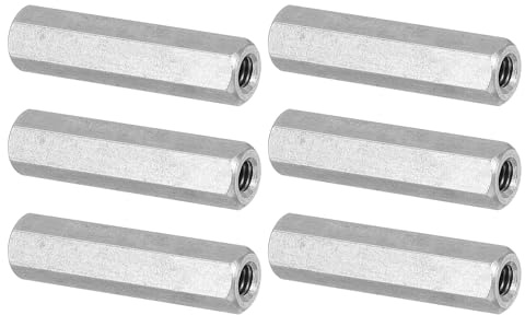PATIKIL Tuercas de Acoplamiento Hexagonales de Acero Inoxidable 304, M4 x 0.7-Paso, 6Pcs 30mm/1.2 Largo, Tuerca de Acoplamiento de Varilla Roscada Completamente Roscada, Tono Plateado