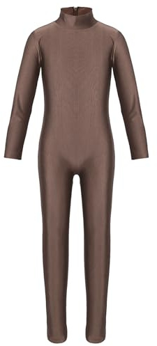 Xnihocha Ballettanzug Mädchen Lange Ärmel Turnanzug mit Reißverschluss Ballett Tanzbody Einteiliger Langarm Trikot Stretch SportBody
