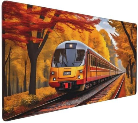 Train Tree Mouse Pad Large XXL 1200x600x3 mm Thick Extended Mouse Pad Desk Pad Soft Computer Keyboard Mice Mat, Mouse Mat/Desk Mat/Gaming Mouse Pad with Anti-Slip Base for Office & Home Y-10317