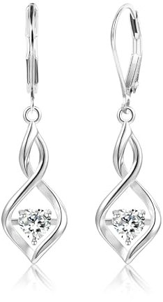 Silber 925 Hängend Ohrringe Damen - Lang Hängend Ohrhänger mit Brillant Zirkonia Stein fur Damen