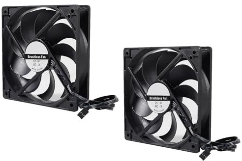 2Pack PWM PC-Lüfter 120mm CPU-Lüfter Gehäuselüfter, 12V Schwarz Silent Computer Fan Mit 3pin PWM