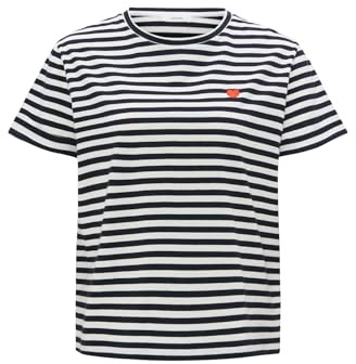 OPUS Damen Kurzarmshirt | T-Shirt SERZ Stripe Regular aus Organic Cotton Coal Blue, 40