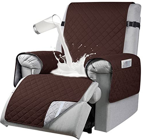 RAPRAP Étanche Housse pour Fauteuil Relax Electrique, Antidérapant Housse de Chaise Inclinable avec Poches Latérales, Lavable Protection Fauteuil Relax 1 Place, 25Inch,Marron,1 Seater