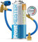 FrostMEISTER Kit de recharge 2 en 1 pour climatiseur de voiture 400 ml avec tuyau avec manomètre et adaptateur – Remplacement rapide et facile du réfrigérant pour R1234YF (à partir de 2017)